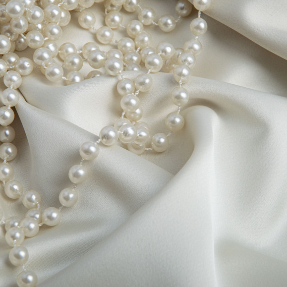 Тканина костюмна атласна Scarlett, 140 см, 495 гр/м2, для одягу, плаття, костюмів, спідниць крем, фото 3