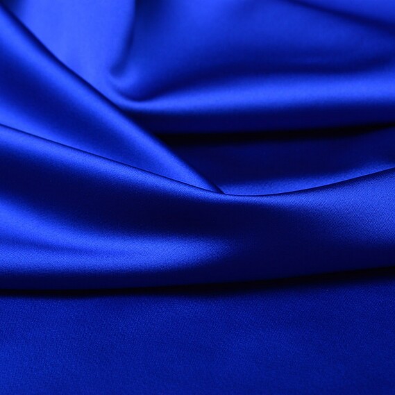 Ткань костюмная атласная Scarlett, 140 см, 495 гр/м2, для одежды, платьев, костюмов, юбок V-19 електрик, фото 1