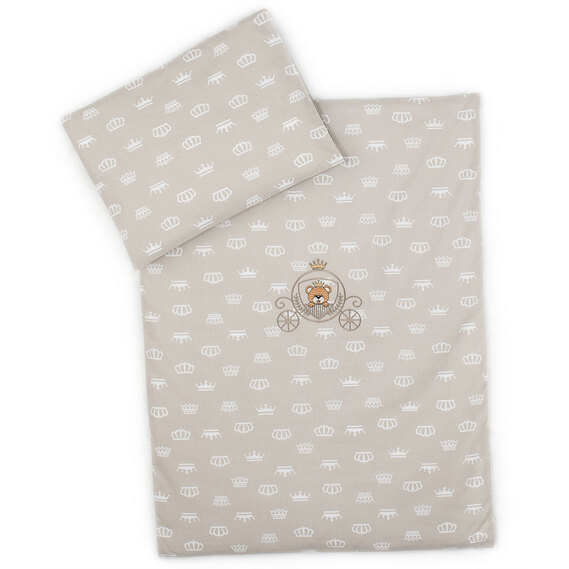 Постельное белье в коляску наволочка 30х40 см (1 шт), пододеяльник 60х80 см (1 шт) корона беж, фото 1