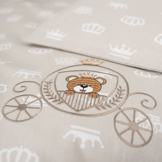 Постельное белье в коляску наволочка 30х40 см (1 шт), пододеяльник 60х80 см (1 шт) корона беж, фото 4