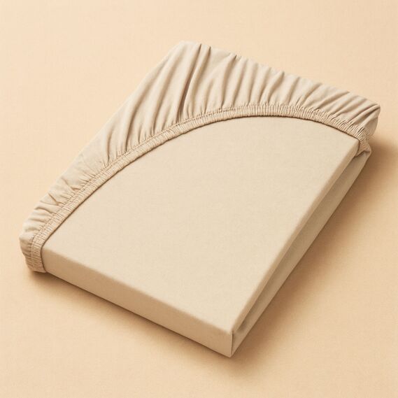 Простирадло трикотажне 160х200х35 см на резинці IDEIA еластичне, трикотаж, бавовна беж, фото 9 Простирадло трикотажне 160х200х35 см на резинці IDEIA еластичне, трикотаж, бавовна беж, фото 9