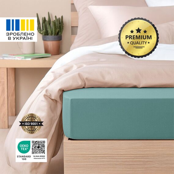 Knitted Fitted Sheet 180/200х200х35 cm with Elastic IDEIA, Stretch, Jersey, Cotton м`ята , фото 4 Knitted Fitted Sheet 180/200х200х35 cm with Elastic IDEIA, Stretch, Jersey, Cotton м`ята , фото 4