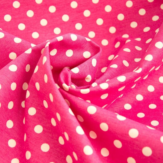 Ткань декоративная Горошек хлопок с водоотталкивающей пропиткой, для скатертей, штор, декора V-4 малина, Горох, фото 1