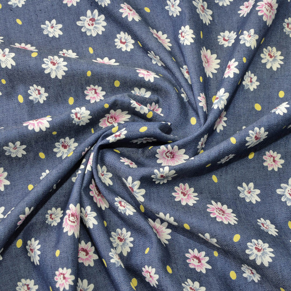 Джинс-лайт Квіти айстра рожева, фото 1