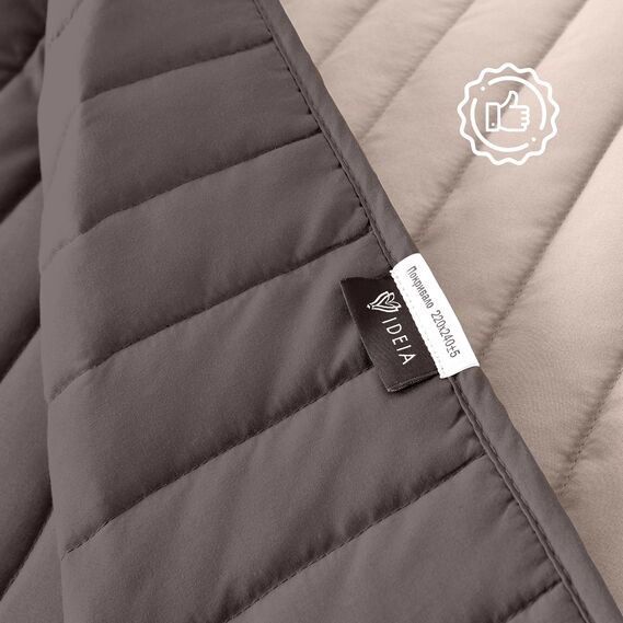 Reversible quilt 240x260 cm Lux IDEIA microfiber, quilted, hypoallergenic шоколад/беж, фото 6