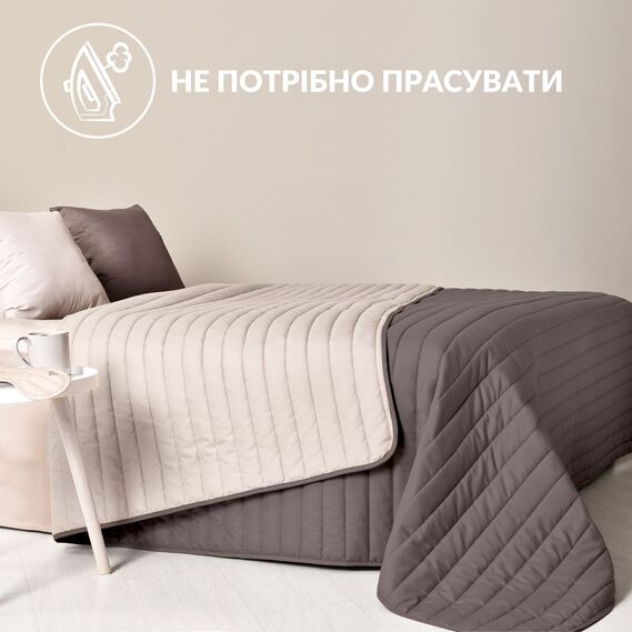 Reversible quilt 240x260 cm Lux IDEIA microfiber, quilted, hypoallergenic шоколад/беж, фото 8