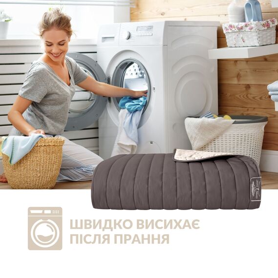 Reversible quilt 240x260 cm Lux IDEIA microfiber, quilted, hypoallergenic шоколад/беж, фото 9