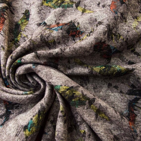 Трикотаж абстракція V-3 папуги беж, фото 2 Трикотаж абстракція V-3 папуги беж, фото 2