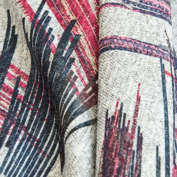 Трикотаж абстракція V-25/1 Штрих бордо/сірий, фото 2