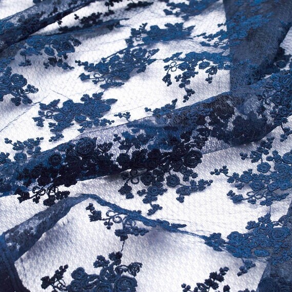 Гіпюр сітка Стелла т/синій, фото 1 Гіпюр сітка Стелла т/синій, фото 1