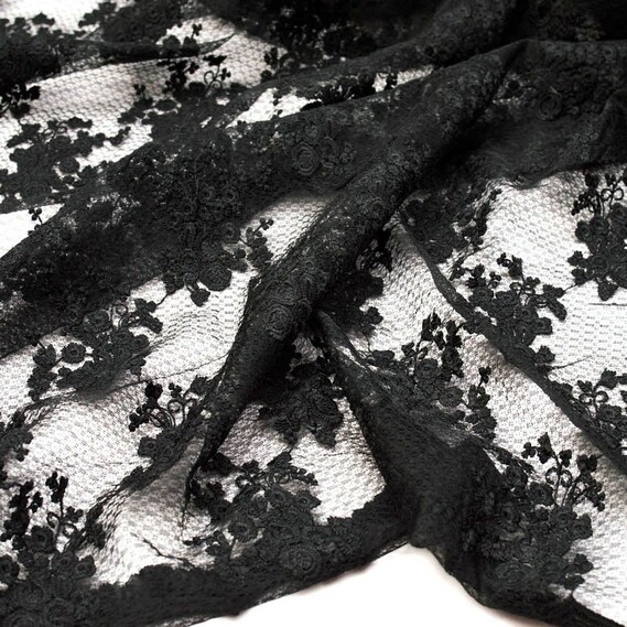 Гипюр сетка Стелла чорна, фото 1 Гипюр сетка Стелла чорна, фото 1