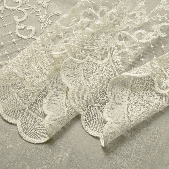 Тюль органза сітка з вишивкою Кароліна V-5692 екрю, фото 2 Тюль органза сітка з вишивкою Кароліна V-5692 екрю, фото 2