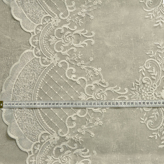 Тюль органза сітка з вишивкою Кароліна V-5692 екрю, фото 3