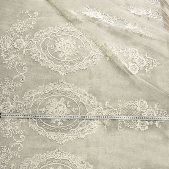 Тюль органза сітка з вишивкою Кароліна V-5692 екрю, фото 4 Тюль органза сітка з вишивкою Кароліна V-5692 екрю, фото 4