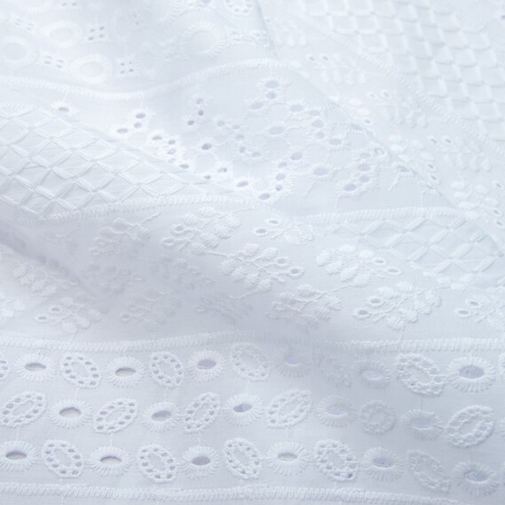 Тканина плательна бавовна батист прошва Маріон №76/2 білий, фото 1