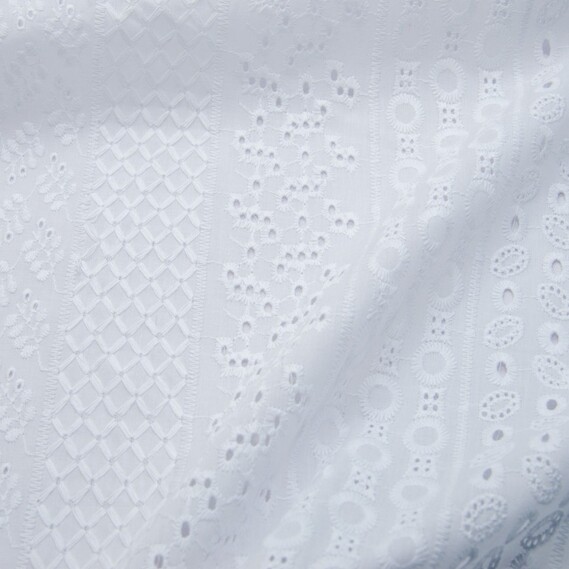 Тканина плательна бавовна батист прошва Маріон №76/2 білий, фото 2