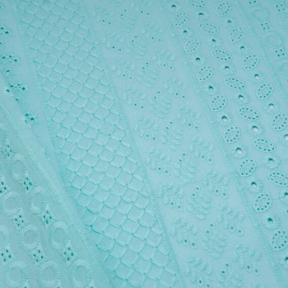 Тканина плательна бавовна батист прошва Маріон №76/5 м`ята, фото 1