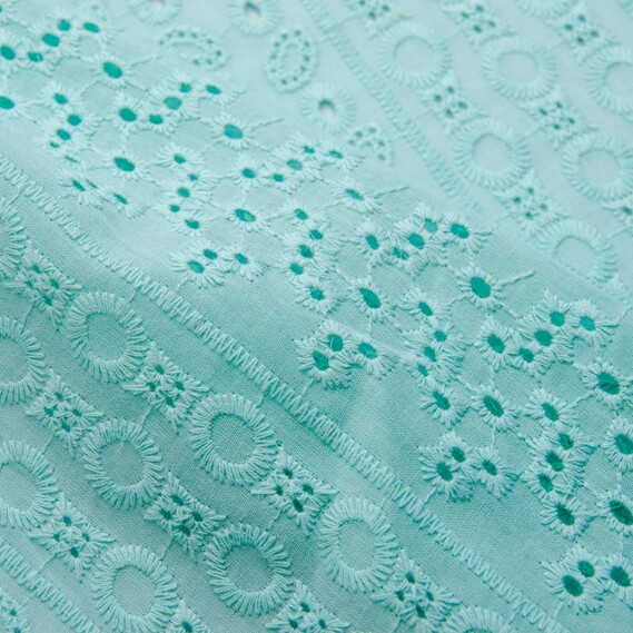 Тканина плательна бавовна батист прошва Маріон №76/5 м`ята, фото 2