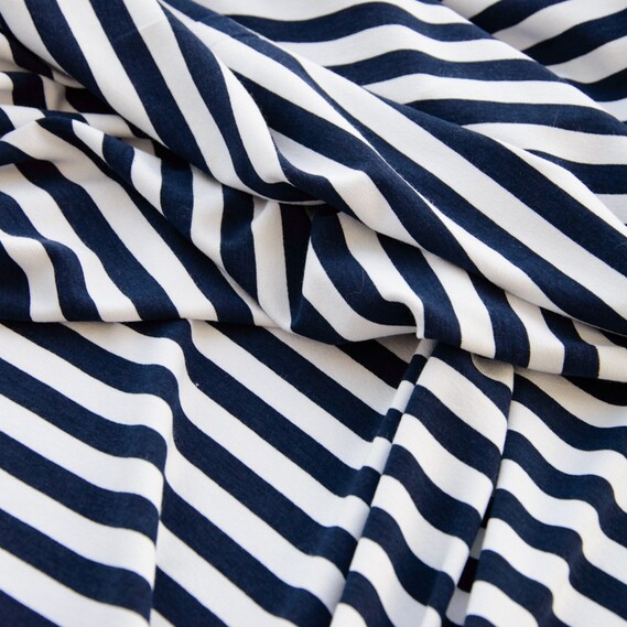 Трикотаж-вискохза Полоса №1 т.синя/біла, фото 1