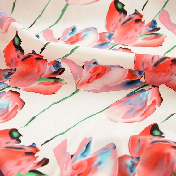 Тканина поплин стрейч V-83 Крокус червоний, фото 1