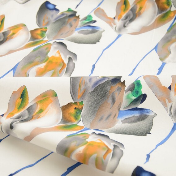 Тканина поплин стрейч V-83 Крокус сірий, Квітковий, фото 1