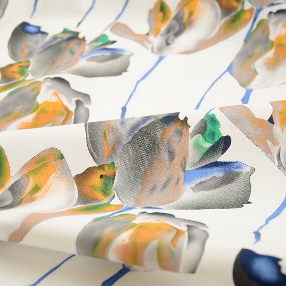 Тканина поплин стрейч V-83 Крокус сірий, Квітковий, фото 2