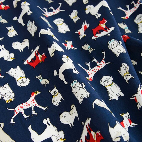 Тканина поплин стрейч R Собачки т/сині, Фауна, фото 1