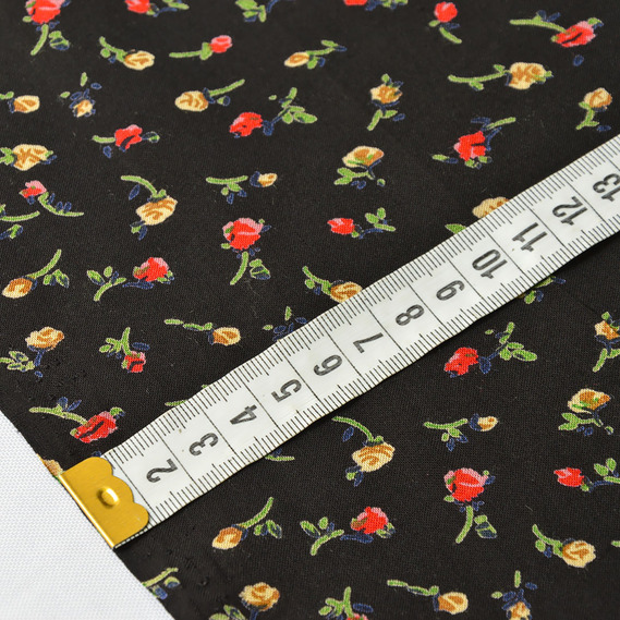 Штапель принт V-764/1 соло чорний, Квітковий, фото 4