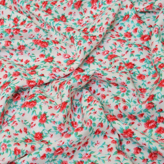 Штапель принт V-775/1 Розалінда молоко, Квітковий, фото 1