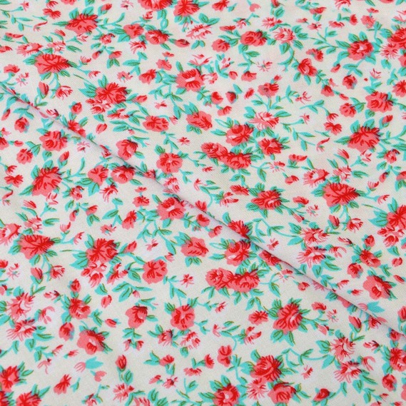 Штапель принт V-775/1 Розалінда молоко, Квітковий, фото 2