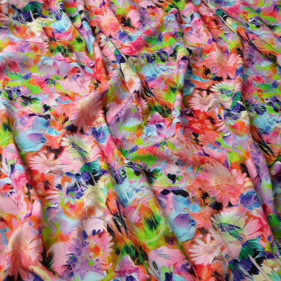 Штапель принт R гербера рожева, фото 2