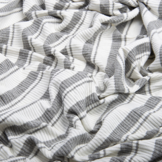 Ткань трикотаж Полоса V-5 сіро/біла, фото 2