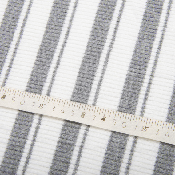 Ткань трикотаж Полоса V-5 сіро/біла, фото 4