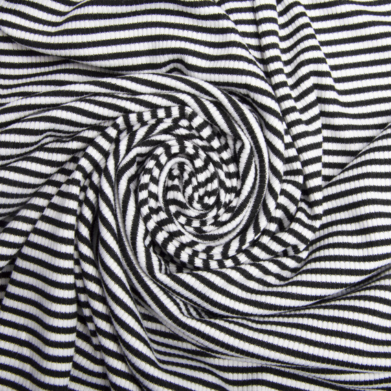 Ткань трикотаж Полоса R чорно/біла, фото 1
