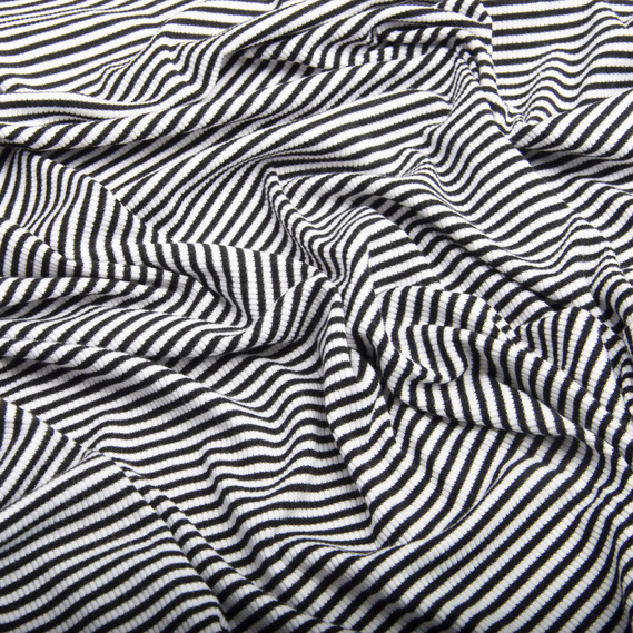 Ткань трикотаж Полоса R чорно/біла, фото 2