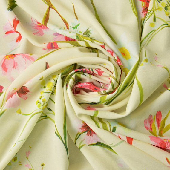 Тканина платтяна супер софт нарцис крем, Квітковий, фото 1