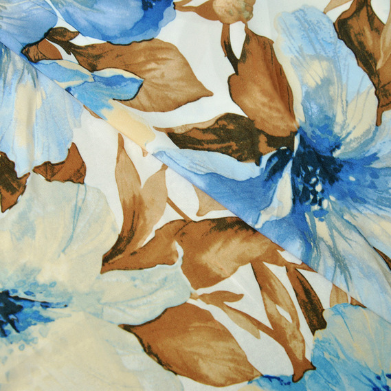 Ткань плательная супер софт лілея блакитна, Квітковий, фото 2