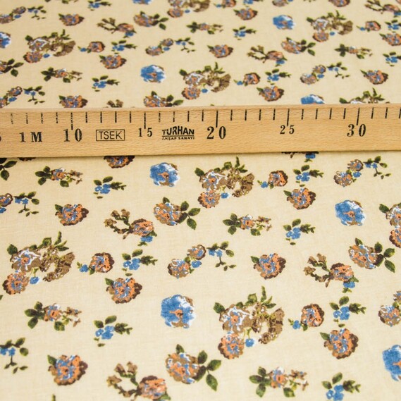 Льон-бавовна Квіти квіти беж, фото 2