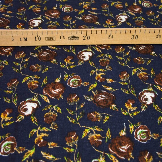 Льон-бавовна Квіти квіти т/сині, фото 3