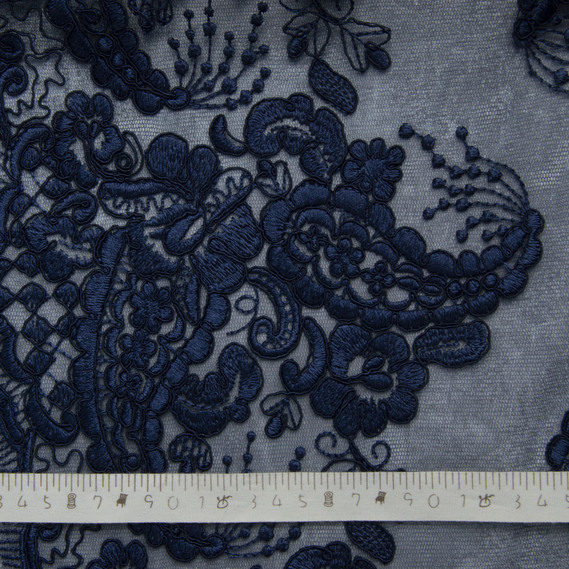 Сітка з вишивкою  т/синя, фото 4