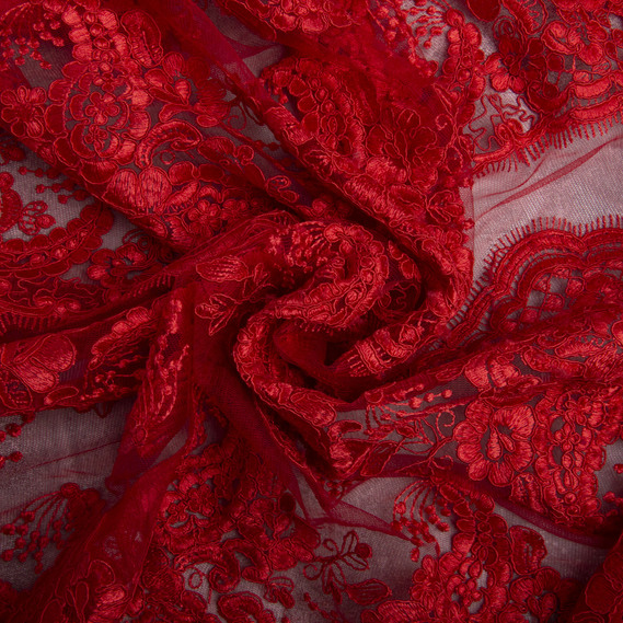 Сітка з вишивкою  червона, фото 1 Сітка з вишивкою  червона, фото 1