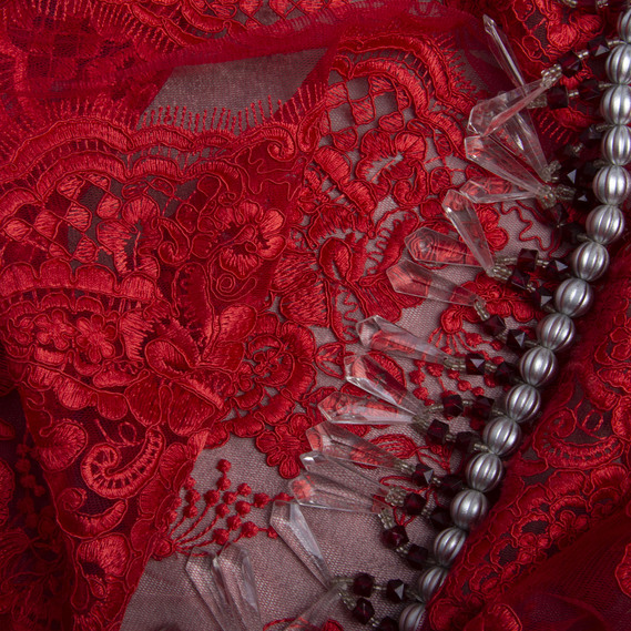 Сітка з вишивкою  червона, фото 3 Сітка з вишивкою  червона, фото 3