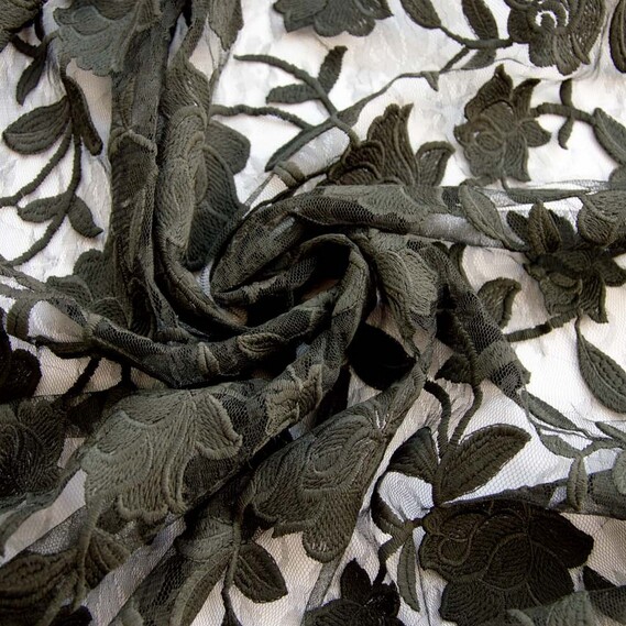 Сетка-вышивка Фрезия чорна, фото 1 Сетка-вышивка Фрезия чорна, фото 1