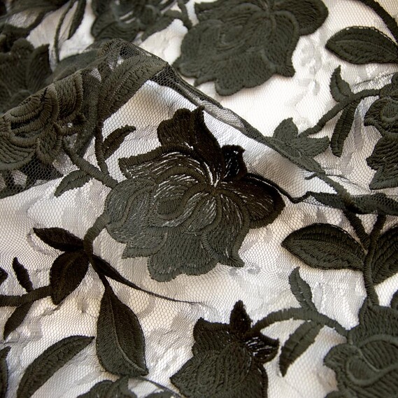 Сетка-вышивка Фрезия чорна, фото 2 Сетка-вышивка Фрезия чорна, фото 2