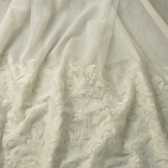 Тюль органза сітка з вишивкою Фрезія V-315 молоко, фото 1 Тюль органза сітка з вишивкою Фрезія V-315 молоко, фото 1