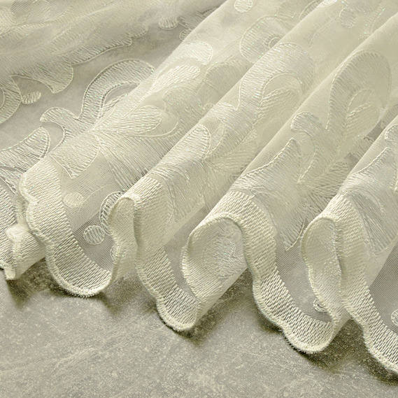 Тюль органза сітка з вишивкою Фрезія V-315 молоко, фото 2 Тюль органза сітка з вишивкою Фрезія V-315 молоко, фото 2