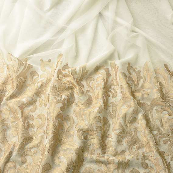 Тюль органза сетка с вишивкой Фрезия V-480 кава, фото 1 Тюль органза сетка с вишивкой Фрезия V-480 кава, фото 1