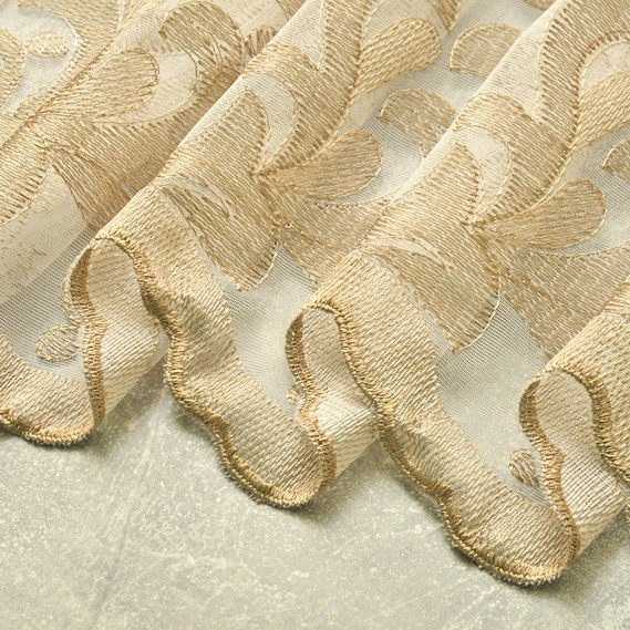 Тюль органза сетка с вишивкой Фрезия V-480 кава, фото 2 Тюль органза сетка с вишивкой Фрезия V-480 кава, фото 2