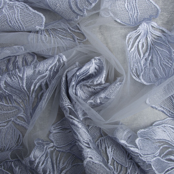 Сітка з вишивкою сіро/блакитна, фото 1