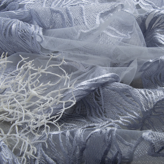 Сітка з вишивкою сіро/блакитна, фото 3
